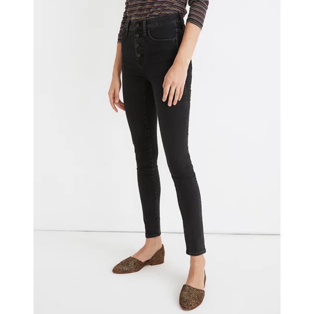 Madewell 10” High Rise Button Fly Skinny Jeans Robert Wash Black